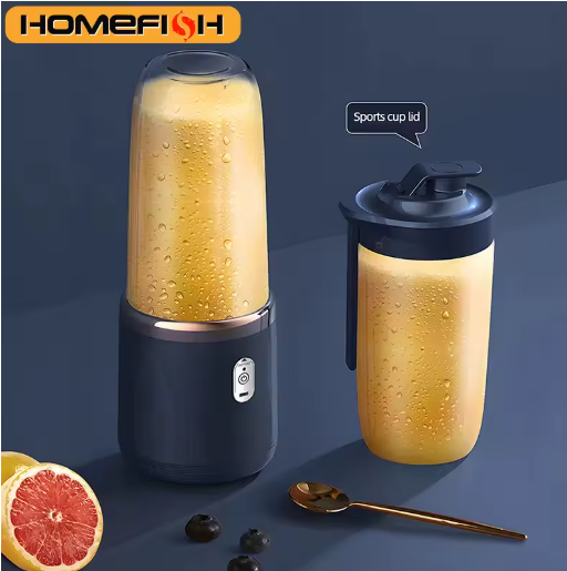 BlendGo™ draagbare blender in wit, gevuld met fruit, klaar om smoothies te maken op locatie.
